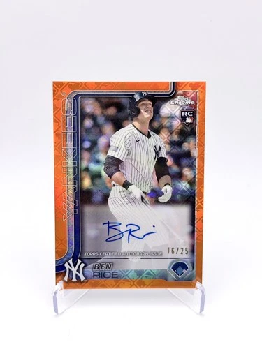 Topps Chrome Rookie Auto Ben Rice RA-BR Yankees 2025 Orange Logofractor /25