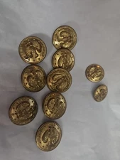 Vintage US Navy Eagle With Anchor Brass Buttons Lot of 10 Unmarked 