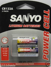 2 Sanyo CR123 CR123A 123 Lithium Photo 3V Batteries
