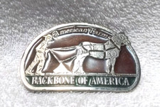 American Farm Backbone Of America Colored Belt Buckle Great Vintage Shape