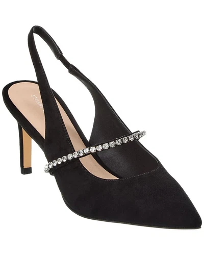 $550 Stuart Weitzman CRYSTAL Crystalline Slingback Pump SUEDE BLACK 7 B (DC7)
