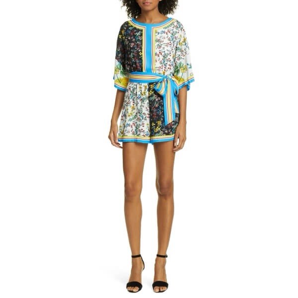 Alice + Olivia Bowie Pattern Mix Belted RomperSize 6 | eBay