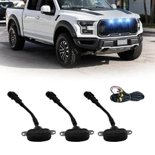 3x LED Grille Lights For 2004-19 Ford F-150 F-250 F-350 Raptor Blue/Green/Amber
