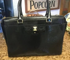 KATE SPADE BEACON COURT BLACK PATENT LEATHER 13” X 10” HANDBAG  EUC
