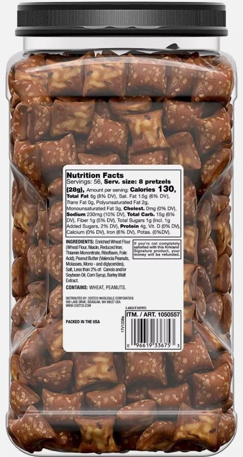 NEW Kirkland Peanut Butter Filled Pretzel Nuggets - 55oz/Jar Salty Snacks - Image 2 of 4
