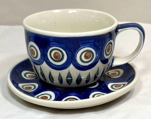 "Wiza" Boleslawiec Polish Pottery Cup / Saucer - Ceramika Artystyczna - MINT