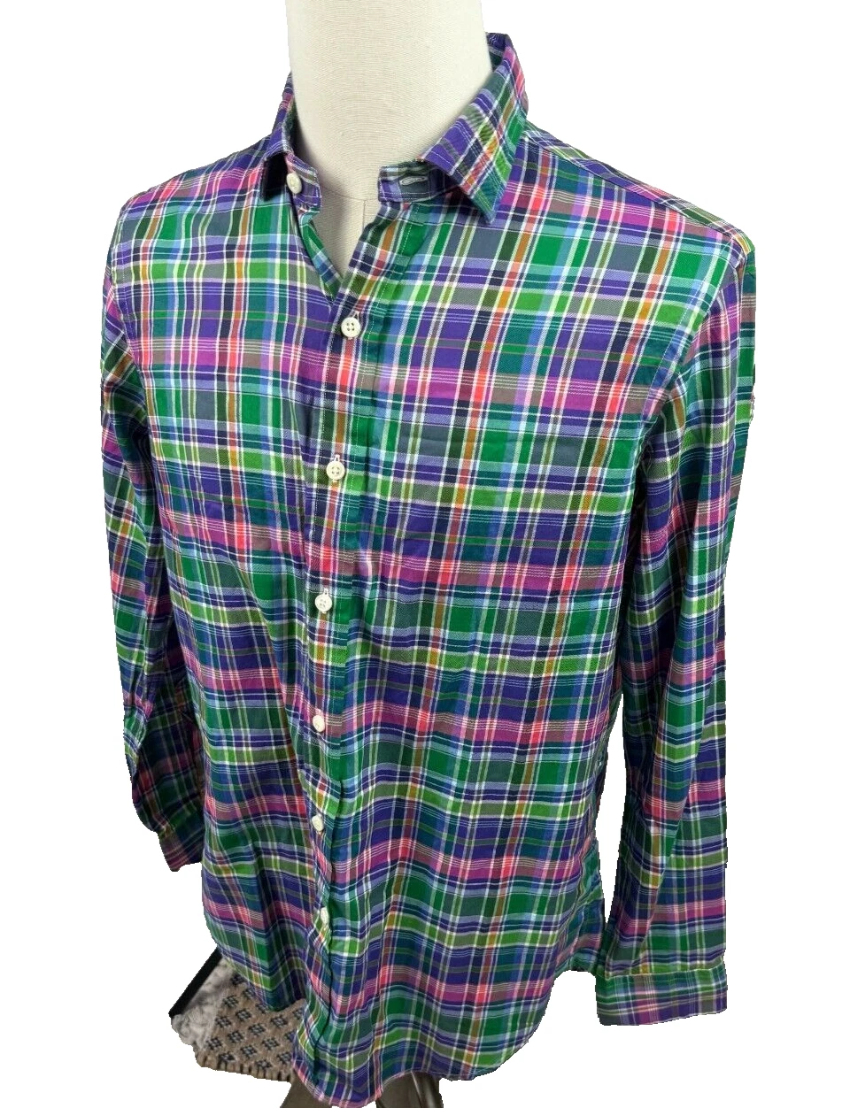 Polo Ralph Lauren Multi Plaid Mens Long Sleeve Button Shirt Size Medium
