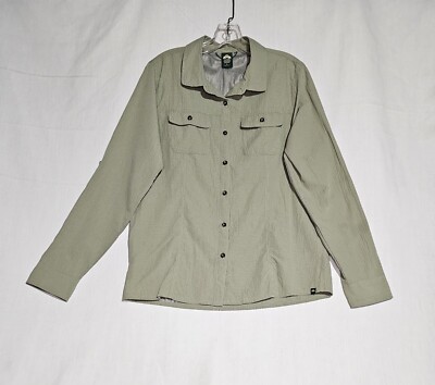 EMS Eastern Mountain Sports Shirt Women's Large Green Vented Hiking Outdoors EUC