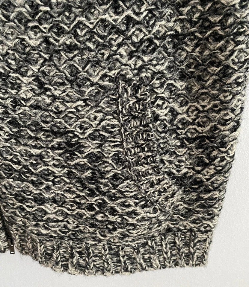 Chaleco Suéter Tejido Mezcla Lana Merino Eileen Fisher Tweedy Yak Cremallera Completa Gris XS Foto 4 de 4