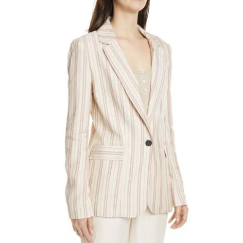 NWT Joie Kishina Laced-Cuffs Striped Blazer, Size 4