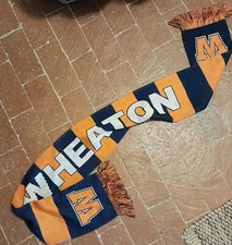 NWT Wheaton College Scarf Blue Orange 60" Double Sided Thunder Ruffneck