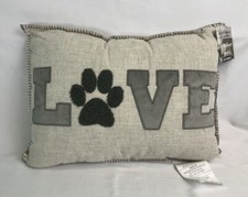 Love Dogs Throw Pillow Couch Bed Decoration Dog Paw Print 19" x 14" New