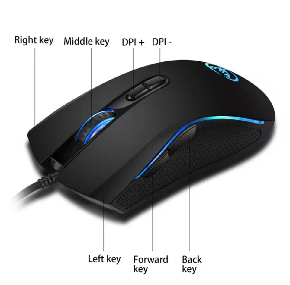 New 61keys Wired White Black Keyboard RGB Gaming Mouse Office Kit Backlight - Image 4 of 4