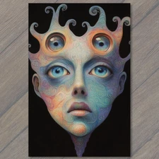 Art Print  Psychedelic Face Art Colorful Surreal Abstract Design Fantasy Strange