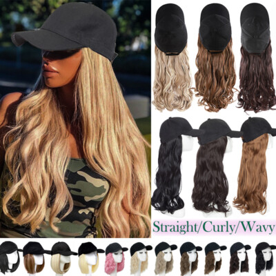 US Baseball Hat Hair Full Head Cover Cap Hairpiece Thick AS REAL Hair Extensions