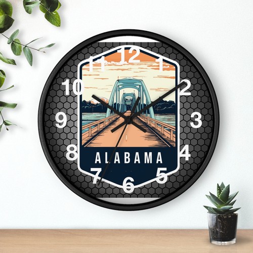 State Of Alabama Skyline Art Wall Clock With an All Wood 3D Frame Time Piece - Picture 19 of 19