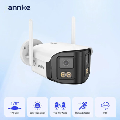 4MP Dual Lens Wifi Dual Band Security Camera Outdoor 170° Angle Full Color Night