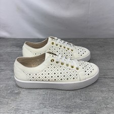 DV by Dolce Vita Womens Sneakers Size 8.5 Ivory Perforated Gold Eyelets Roxanane