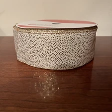 Celebrate It Christmas Ribbon Gold Glittered Jumbo Ribbon 2.5in X 80ft