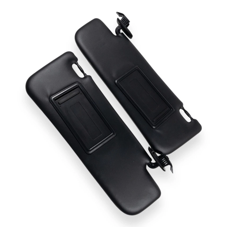 2012-2017 Fiat 500 Driver & Passenger Sun Visor Pair Set Black Vinyl - Image 3 of 4