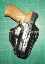 Bianchi 25046 Remedy RH Leather 2 Slot Belt Holster S&W 4" M&P 9 40 45 Ruger SR9