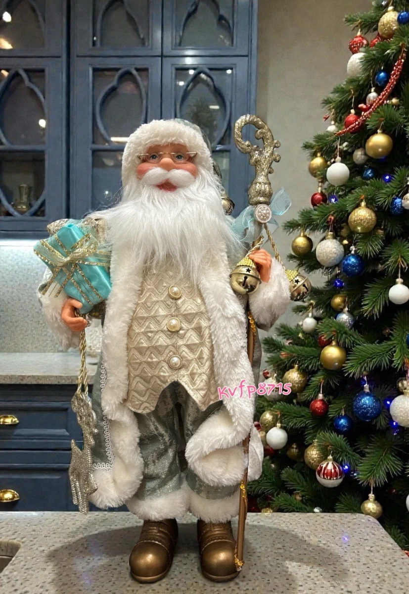 青いベルベット サンタクロース人形 Blue Santa Seasonal Figurines