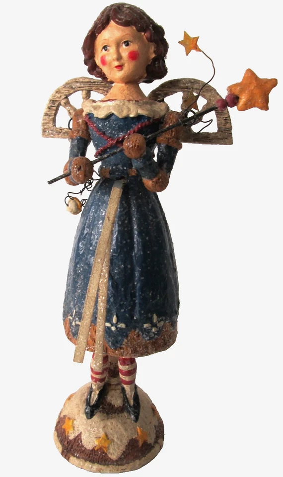 Primitive Sparkly Angel Figurine Pacific Rim Resin Folk Art 9" Tall - Image 4 of 4