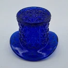Fenton/L.E. Smith Cobalt Blue Glass Daisy & Button Top Hat Toothpick Holder