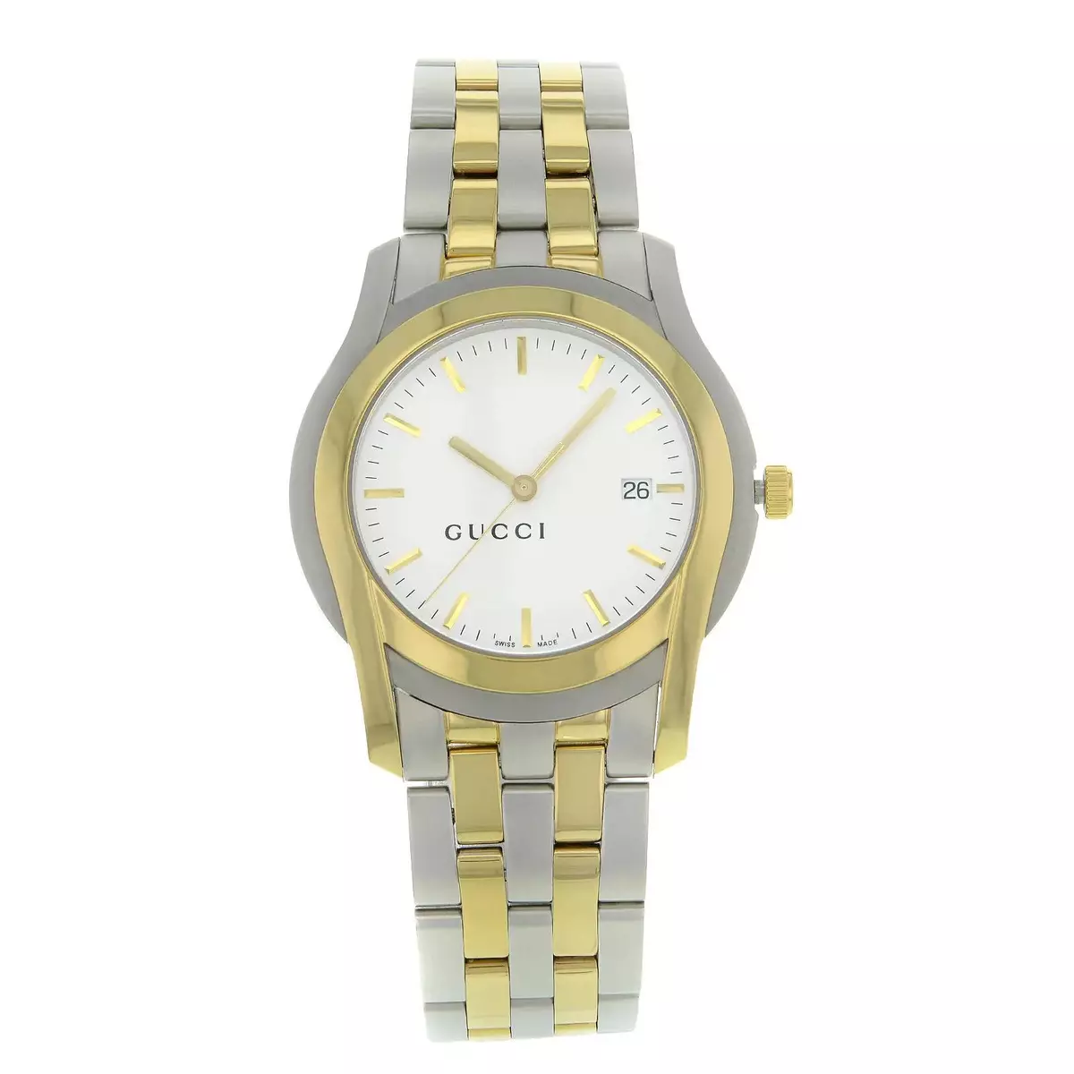 Gucci 5500 XL Two-Tone Steel 38mm Date White Dial Quartz Unisex Watch  YA055216