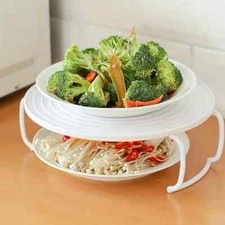2-Tier Microwave Food Tray – Stacking Shelf, Splatter Guard & Carry Tray, Random