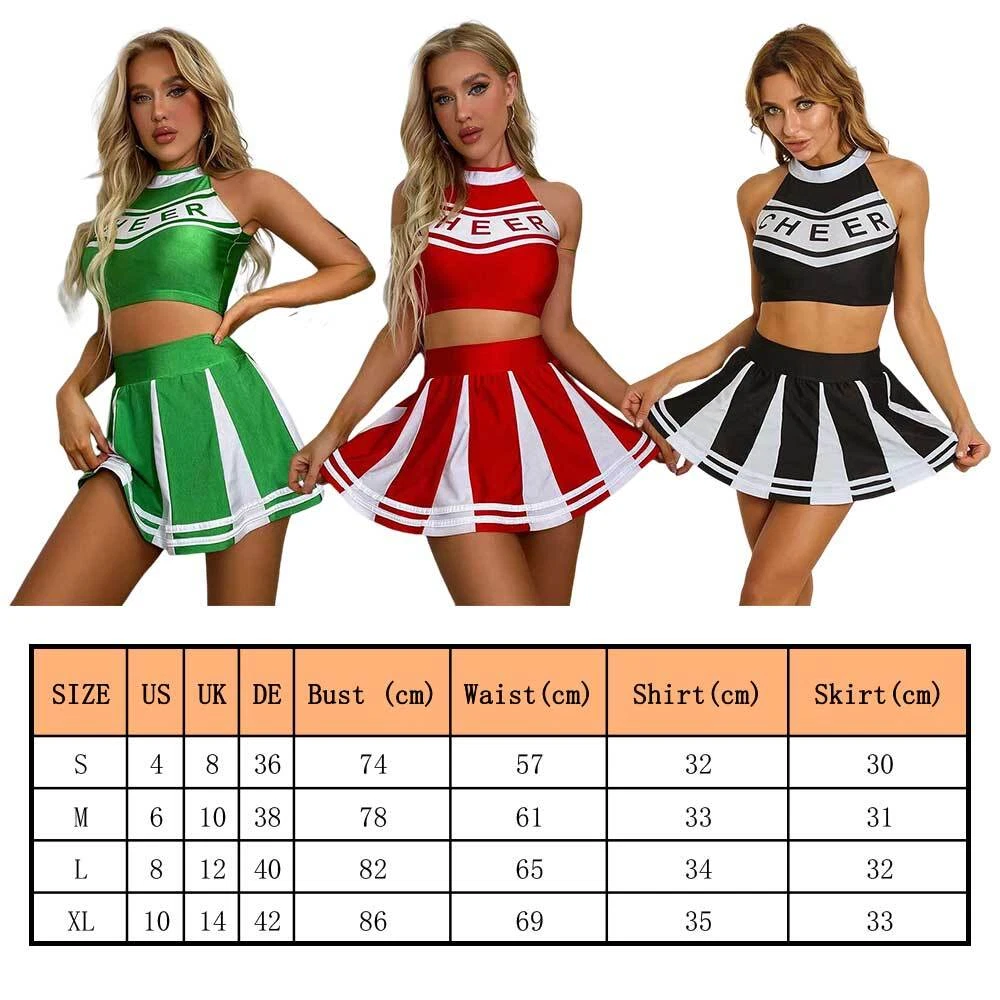 Women s Cheer Leader Costume Uniform Two Piece Cheerleading Fancy Dress Outfits