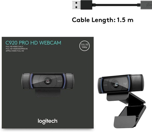 Logitech C920 HD PRO 1080p Webcam Stereo Dual Mic NEW - Afbeelding 8 van 8
