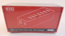 EZO Power USB 3.0 7 Port Hub with 10A Charger EZPC14 Port Sync DC Power Port New