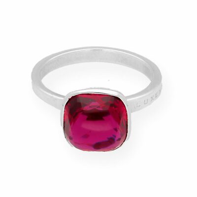 Sterling Silver Luxenter Red Cabochon Quartz Solitaire Ring (Size N)