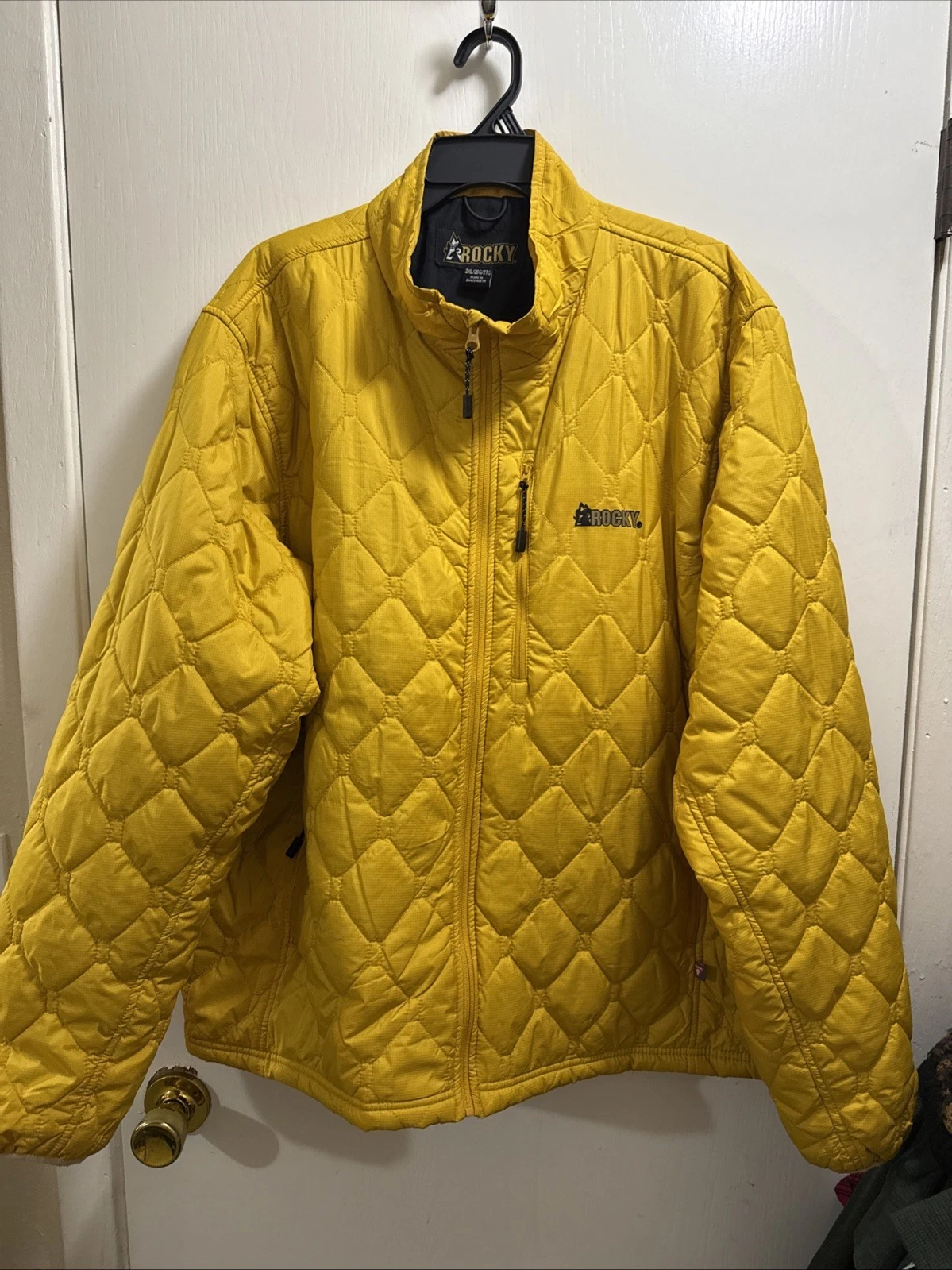 Rocky Mens Rugged Hiking Packable Gold Camping Hiking Visible Softshell Jacket