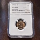 1939-S Lincoln Cent Wheat Penny RD BU Gem NGC MS66 RED