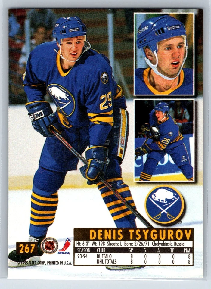 1994-95 Fleer Ultra Denis Tsygurov Rookie Buffalo Sabres RC #267 - Image 2 of 2