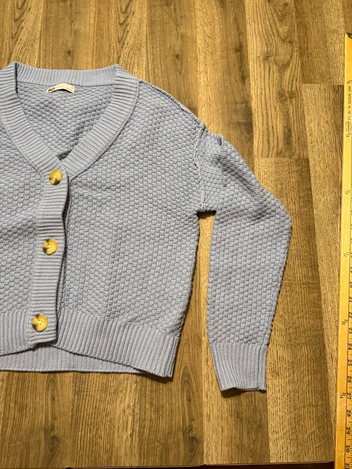 Suéter SO, para mujer talla pequeña, azul, cárdigan con botones, tejido Foto 4 de 4