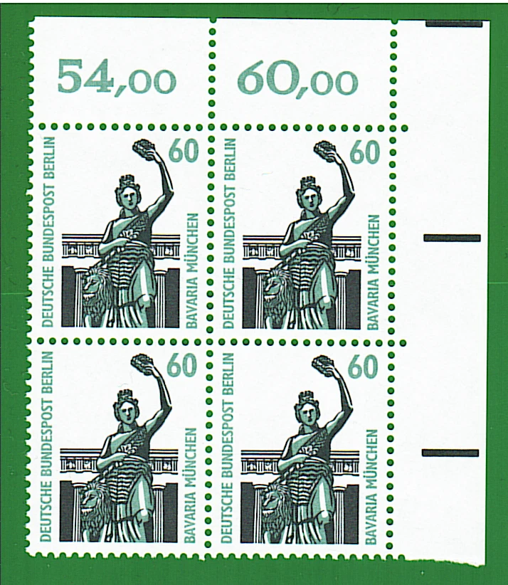 BRD Berlin Dauers. SWK Eckrand Viererblock Mi.Nr. 795 Postfrisch ** 4x 60Pf EVB - Bild 1 von 1