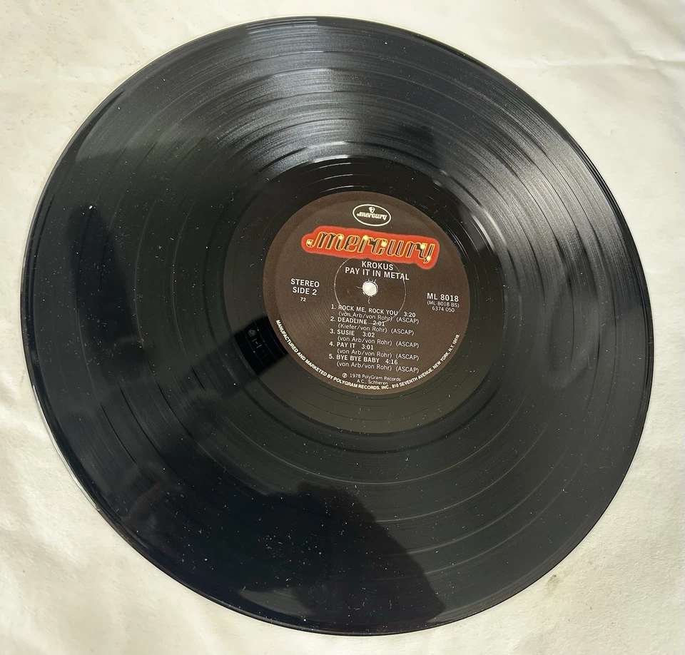 KROKUS “Pay It In Metal” 1978 LP Mercury ML 8018 Heavy Metal - Image 4 of 4