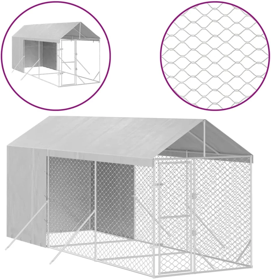 Gabbia Cane, Box per Cani da Esterno, Recinto per Cani, Cuccia Cane Esterno, Arg - Immagine 2 di 4