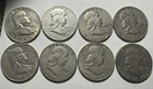 1950-60’s Lot of 8 Silver Half Dollars Franklin Half Dollars