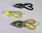 Lot of THREE (3) Vintage Strike King Grass Frogs - Each rigged differently - GUC