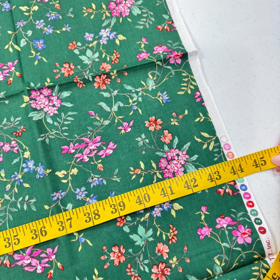 vintage fabric traditions quilting fabric green floral cotton 2014 44x74 2 yards - Image 4 of 4