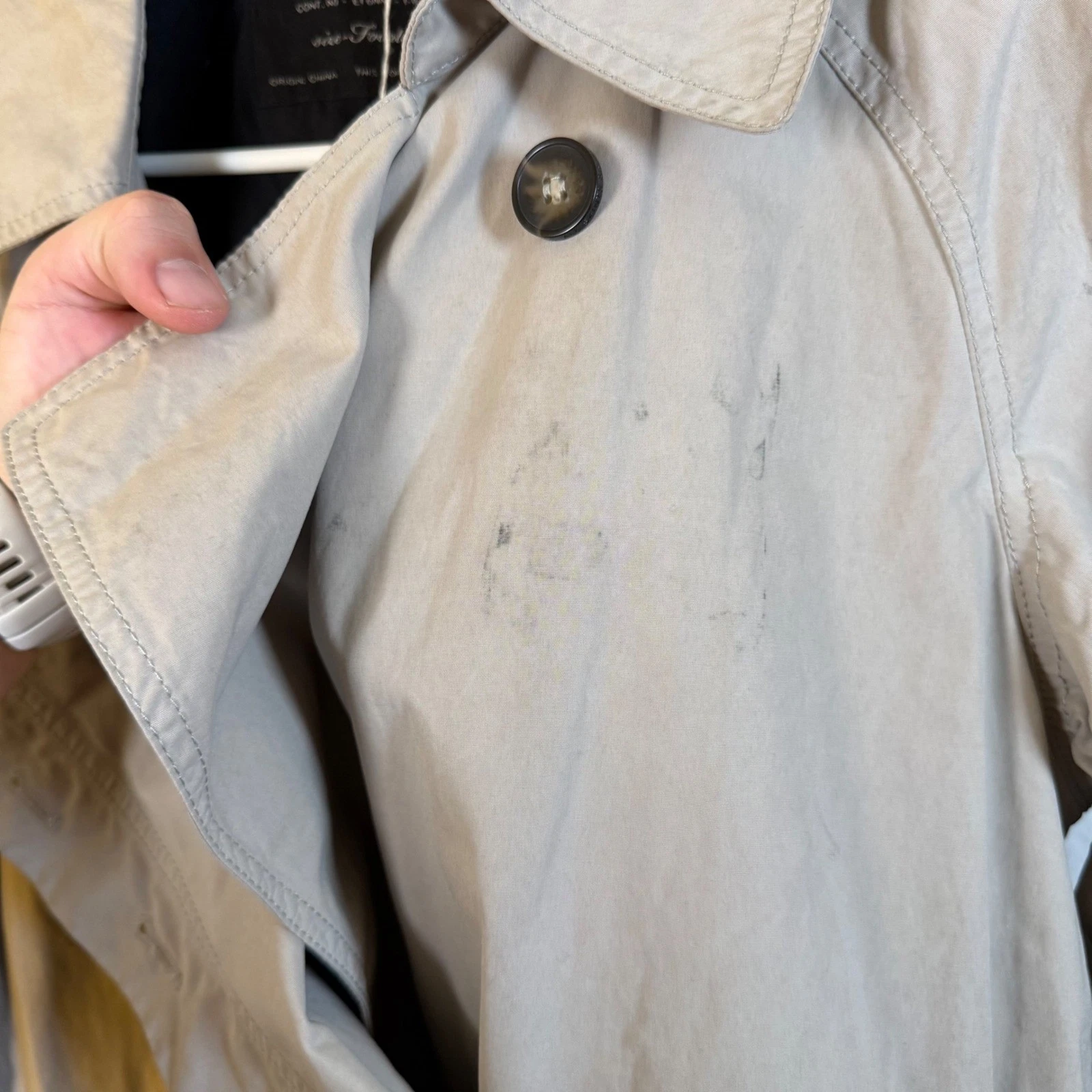AllSaints Sherlock Trench Coat Stone Beige Double Breasted Womens US 10 - product detail image 5