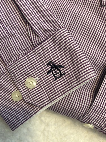 ORIGINAL PENGUIN MENS DRESS SHIRT RED PLAID HERITAGE SLIM FIT 16 1/2 32/33 NWT - Picture 3 of 3