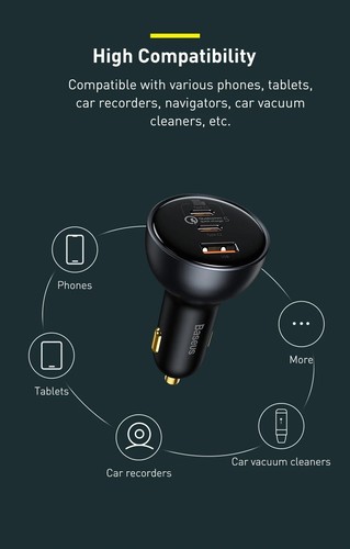 Baseus 160W Car Charger QC 5.0 Fast Quick Charging PD3.0 USB Type C Car Phone - 第 22/24 張圖片