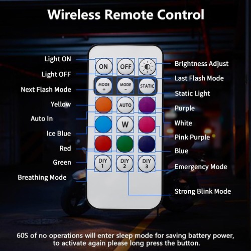 RGB Led Car Ambient Lights Rechargeable Wireless Car Light With Remote Control - Picture 10 of 11