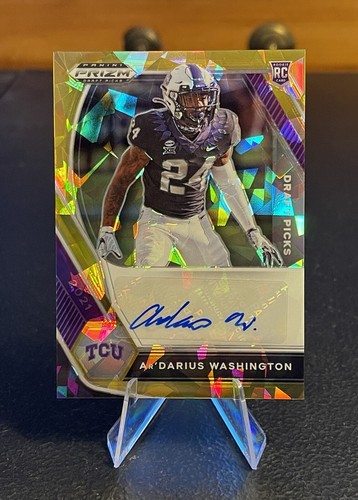 2021 Prizm Draft AR’DARIUS WASHINGTON Gold Cracked Ice Rookie Auto RC *Ravens - Picture 3 of 3