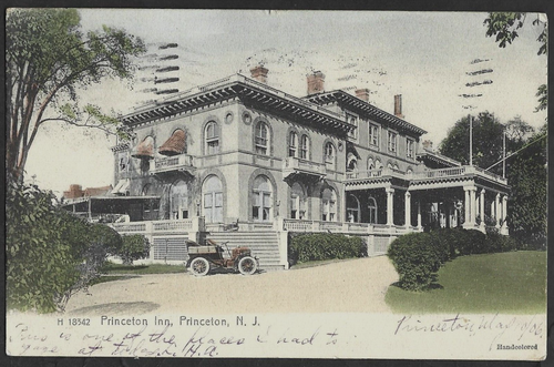 1906 Princeton Inn Princeton New Jersey Early Auto Postcard